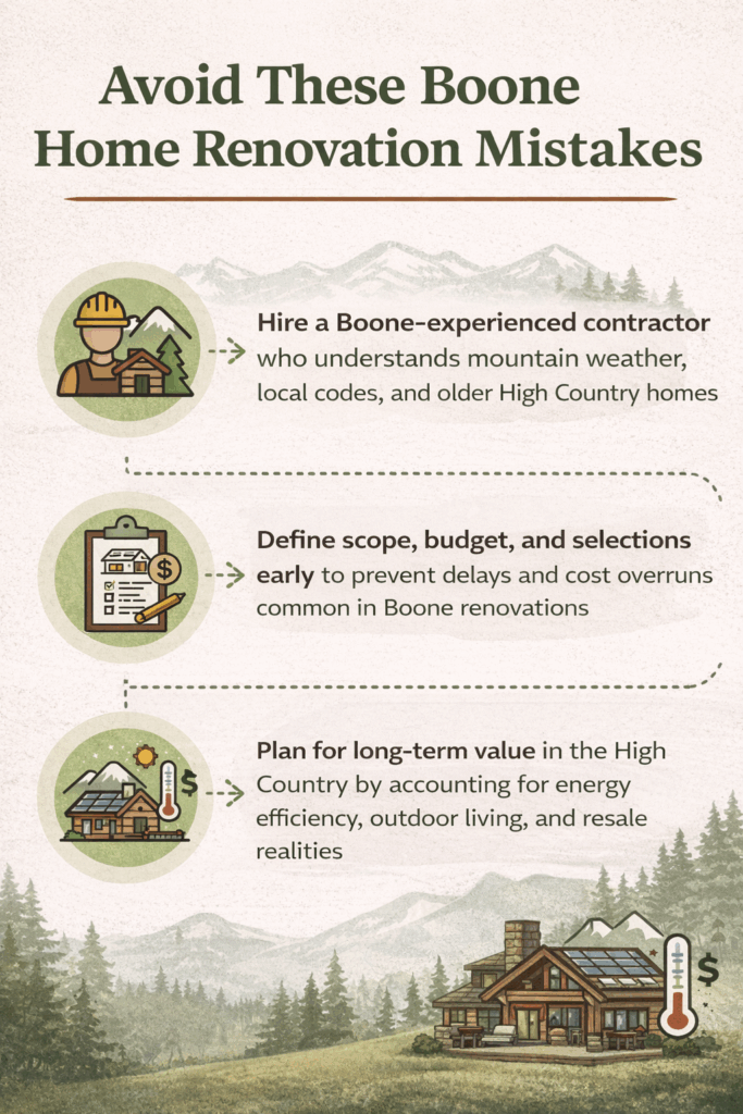 13 Common Home Renovation Mistakes to Avoid in Boone - Pivot Construction, Boone NC