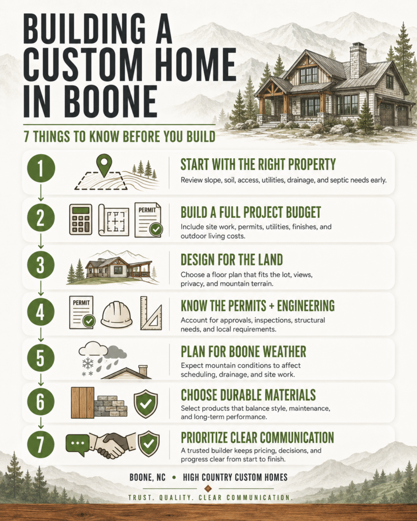 Everything You Need to Know About Building a Custom Home in Boone Infographic | Pivot Construction